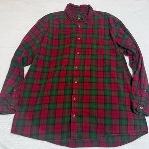 RedHead Ozark Mountain Red Green Plaid Flannel Button Shirt Size 2XLT Tall